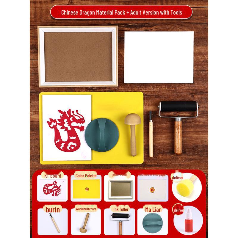 New Year Picture DIY Woodblock Printing Set: Non-Legacy Handmade Template Kit for New Year's Day Activities.