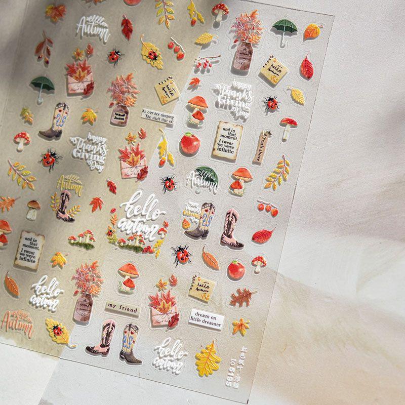 

Red Maple Leaf Nail Sticker Relief New Arrival 3D 5D Internet Celebrity Ins Cute Nail Sticker Ornament Red Maple 5195 (relief)