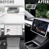 2PCS Protector Trim Frame Compatible With Tesla Model 3 Y -2024 2026 Screen Edge Frame Rearview Mirror Cover Interior Silicone Decorations Center
