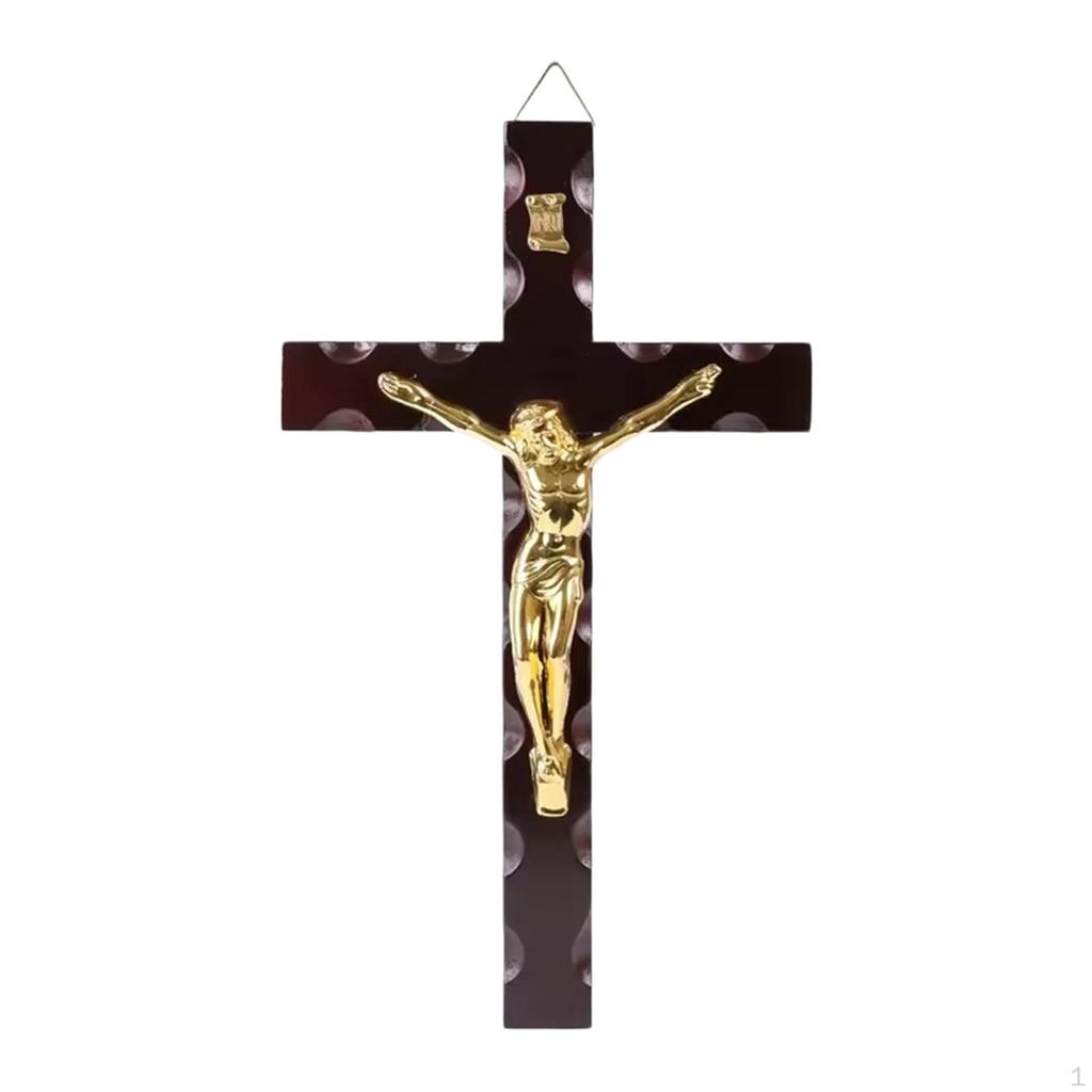 Wall Crucifix Cross Wood Jesus Sculpture Christian Figurine Pendant Religious Statue Home Decor