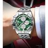 Men Chronograph Watches Stainless Steel Analog Quartz Wrist Watch Waterproof Luminous Date Business Dress Watch for Men