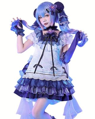 Hatsune Miku Cosplay Blueberry [milky Time] Dress, Vocaloid, Halloween, Women's, Purple,
