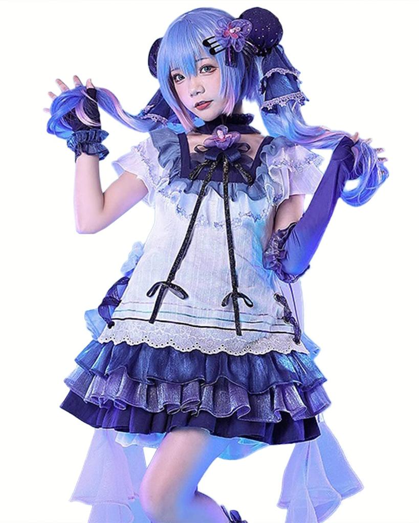 [Milky Time] Hatsune Miku Cosplay Dress, Vocaloid, Halloween, Women's, Purple, Blueberry
