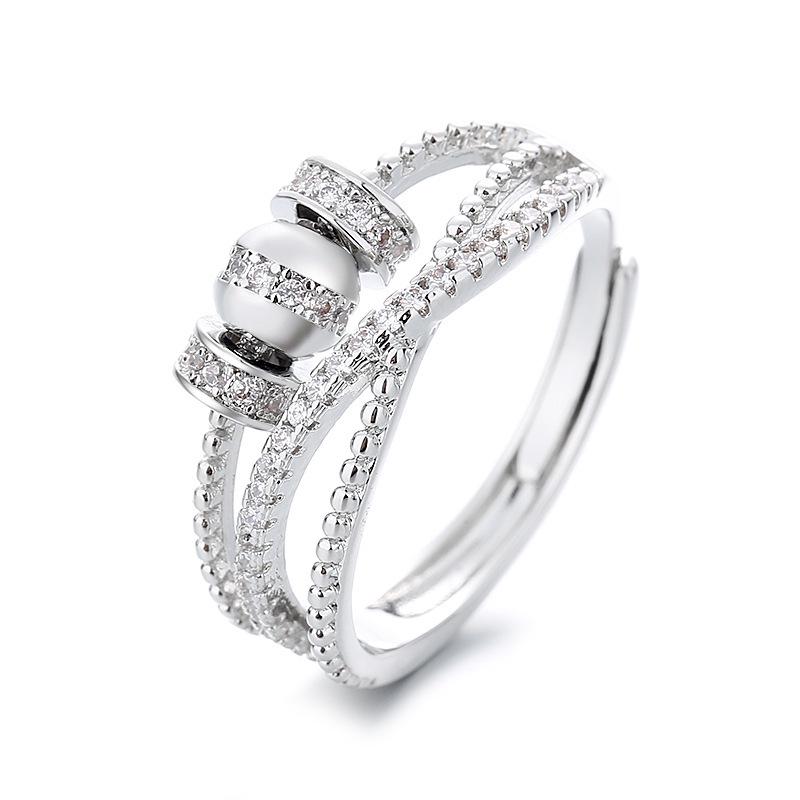 

Zirconia Rotating Cross Multi-Layer Women s Open Ring Decompression Jewelry Adjustable Open платиновый