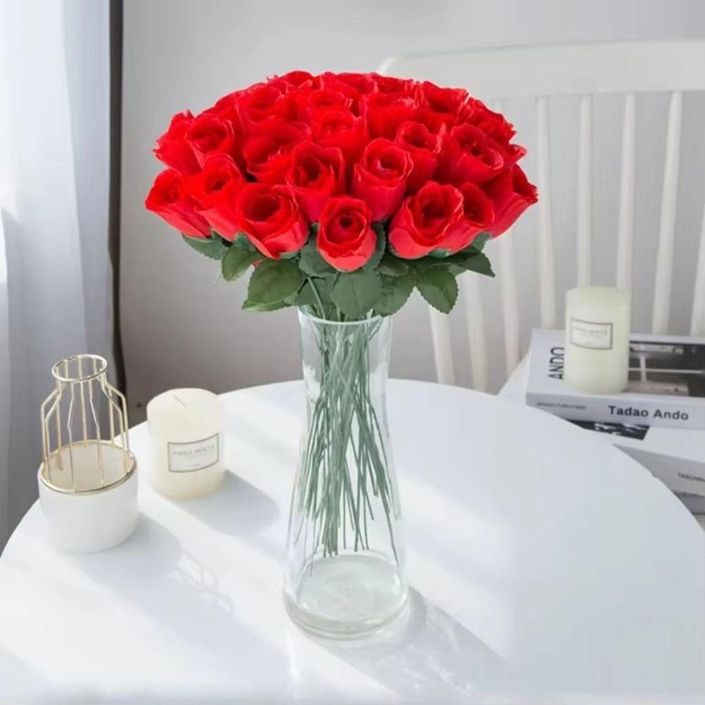 10Pcs Wedding Wreath Artificial Rose Flower Silk Simulated Flowers Red Roses Bouquet  Home Decor