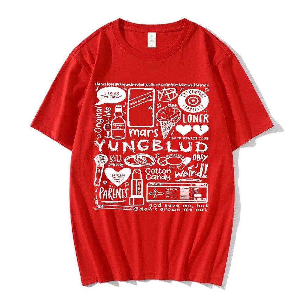 Tričko s potiskem Yungblud Unisex WoUnisex Oversize Tričko s krátkým rukávem Tričko s krátkým rukávem Hip-hopové tričko Grafika Unisex trička Streetwear