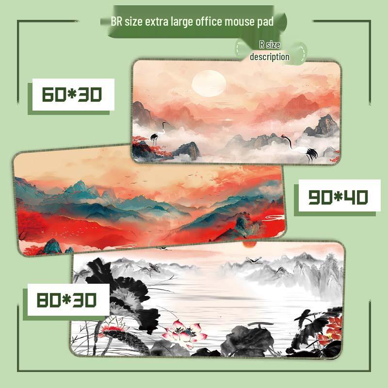 Extra Large Ancient Landscape Mouse Pad - Thick, Lock Edge, One-Piece Desk Mat