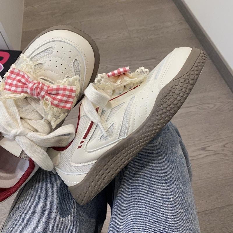 Women's autumn new bow little white shoes show feet small sports casual board shoes bread shoes