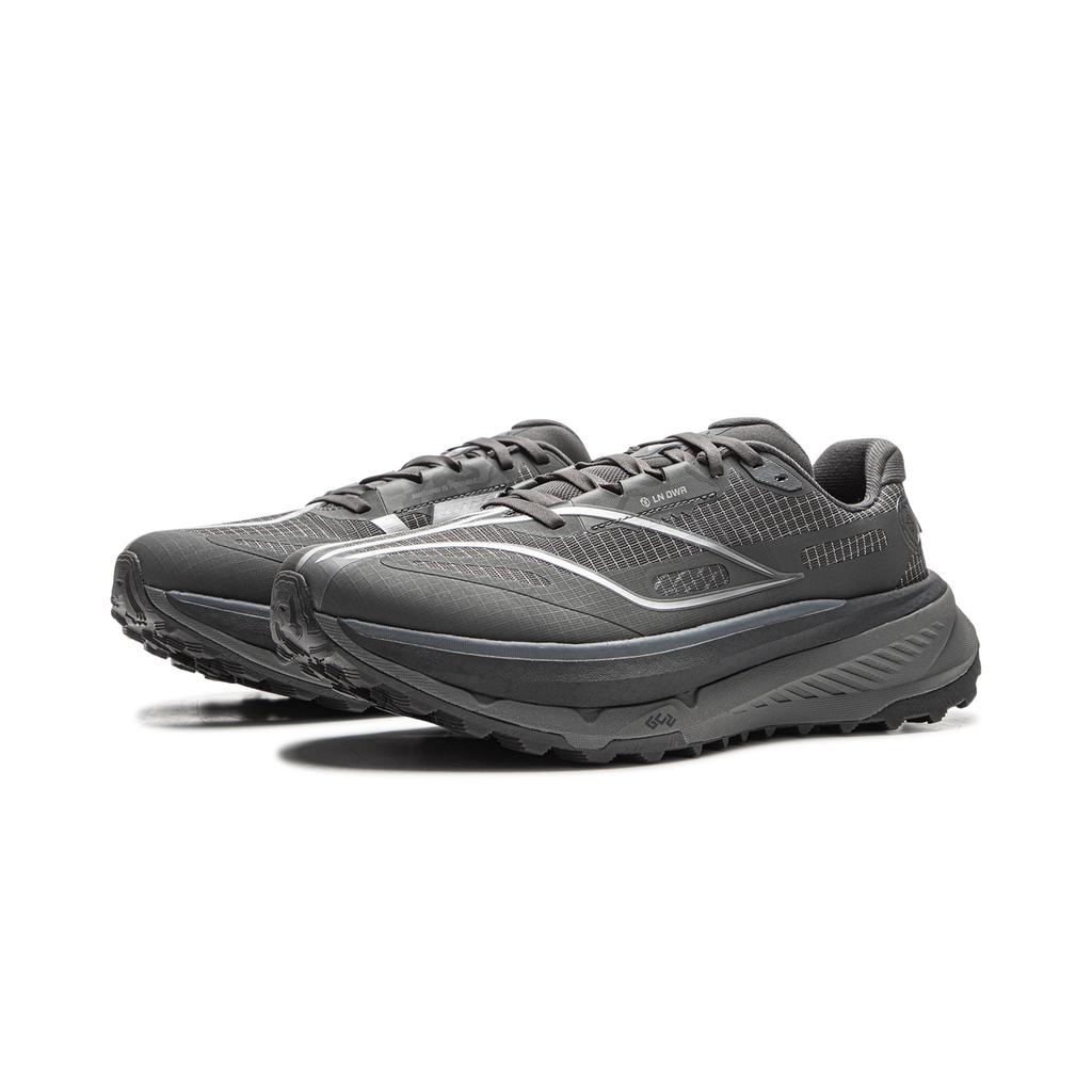 Li Ning De Lu Cushioning Slip Resistant Abrasion Resistant Rebound Low top Casual Running Shoes Men's Coal Smoke Gray ARNV009-34