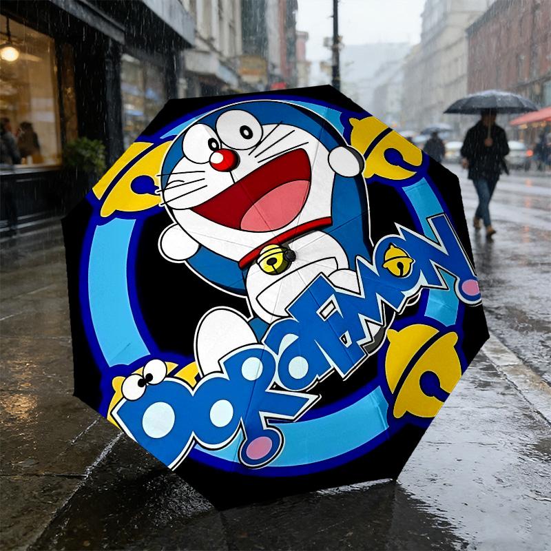 Doraemon Abenteuer 8 Rippen 3-fach Schwarzer Kleber UV-Schutz Schirm Sonnenschutz Regendicht Kompakter Faltbarer Schirm Für Reisen Tägliche Nutzung C92455