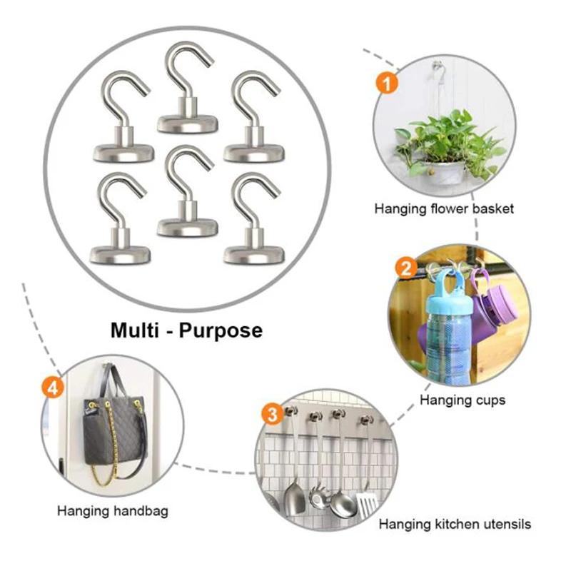 10/20pcs Strong Magnetic Hooks E10/16/20 Heavy Duty Magnet Hook For Home Kitchen Bar Storage Key Coat Cup Hanging