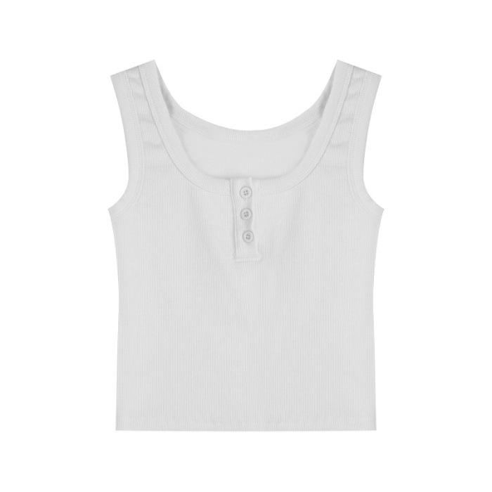 

Жіночі модні повсякденні літні весняні одноколірні блузки та сорочки без рукавів із U-подібним вирізом із принтом XXL білий