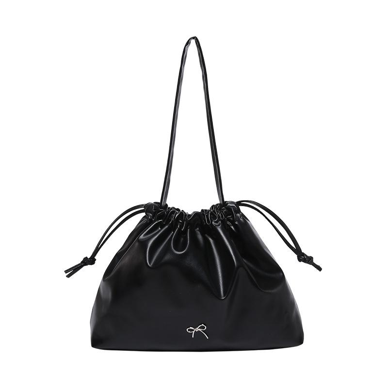 Geantă Găleată Plisată cu Șnur Femei la Modă Capacitate Mare Casual de Umăr Versatilă Geantă Tote Femei