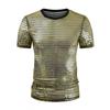 Sequined T-Shirt for Men Sparkling Dot Jazz Modern Dance T-Shirt Round Neck Short Sleeve Performance Tops 1970s Disco Tops Night
