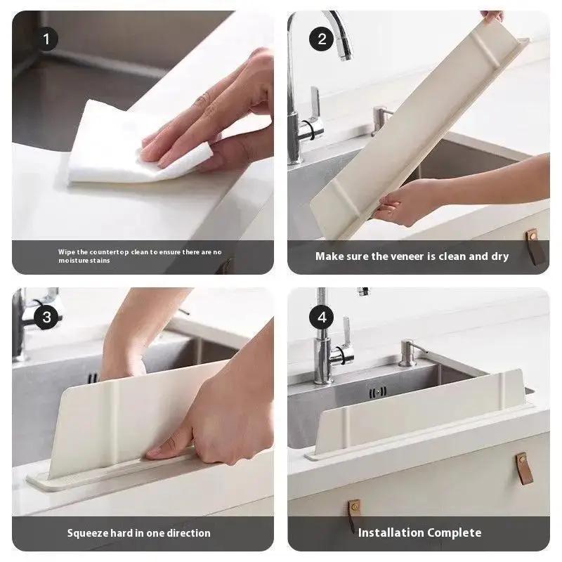 1 Stück Silikon Küchenspüle Wasserspritzschutz Waschbecken Spritzschutzstopper Wasserdicht Spritzschutzgitter Bar Wasserschutzbrett