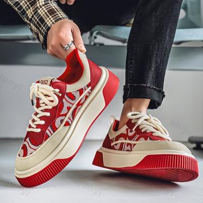 Fashion 2025 Autumn New Men's Low Top Niche Design Casual Thick Soled Shoes Fashion Trend Comfortable Versatile Non Slip Chunky sneakers