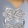Female White Zircon Stone Finger Infinity Engagement Ring Vintage Silver Color Wedding Band Bridal Jewelry For Women