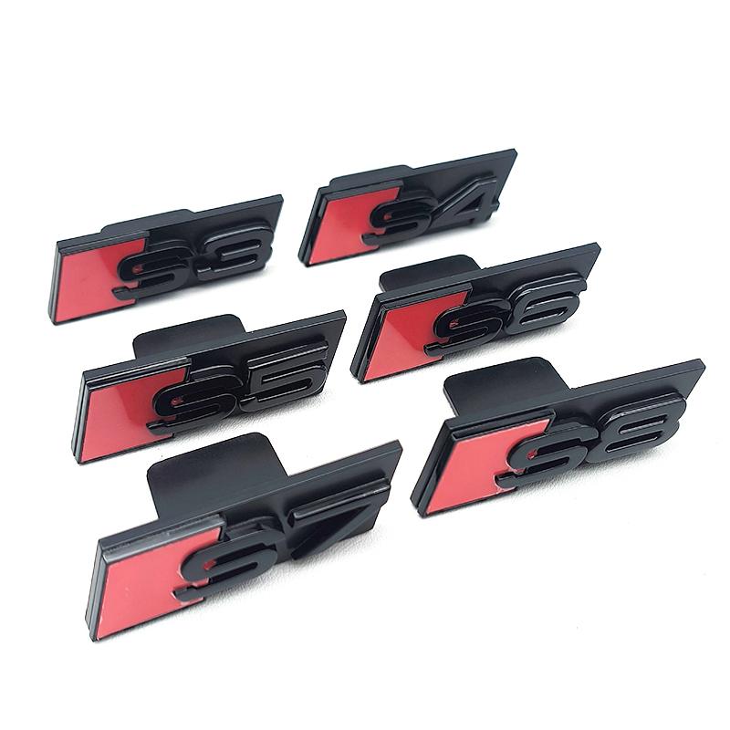 3D ABS Yellow Blue Black Logo S3 S4 S6 S7 S8 S5 Badge Car Front Grill Emblem Sticker For 9lbkr S3 S4 S5 S6 S7 S8 Accrssories lbkr9