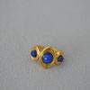 Retro European & American Brass Gold-Plated Ring with Inlaid Agate & Lapis Lazuli Stones for Women