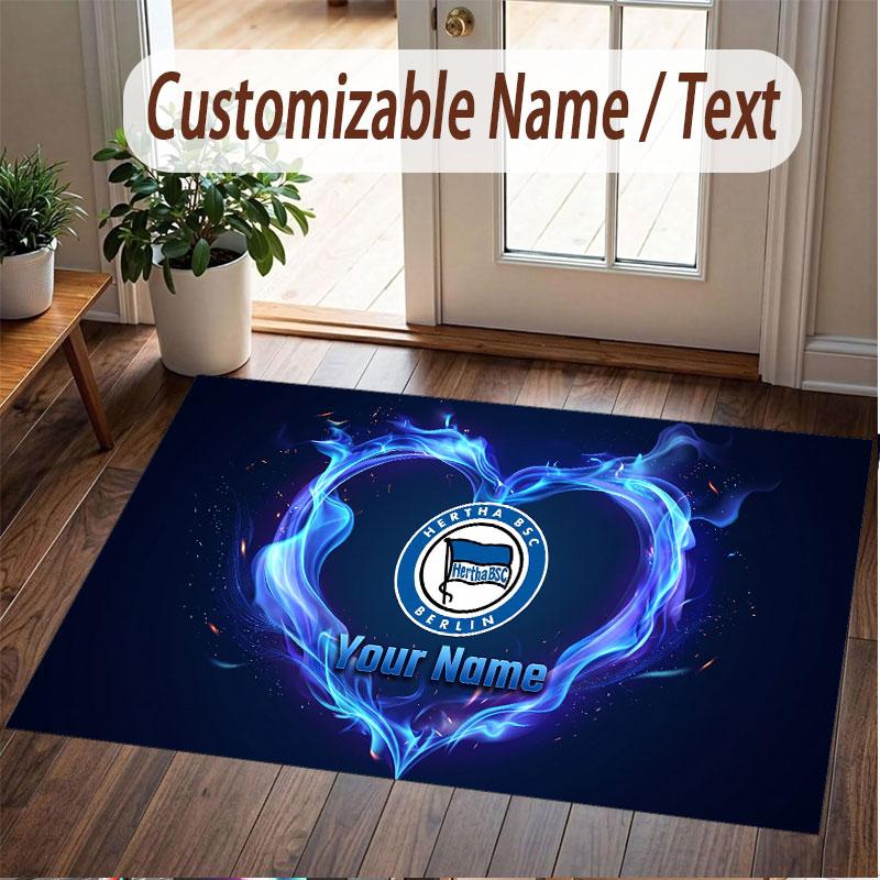 Custom Rug hertha bsc Pattern Print Name Text Soft Non‑Slip Floor Carpet for Home Indoor Decoration