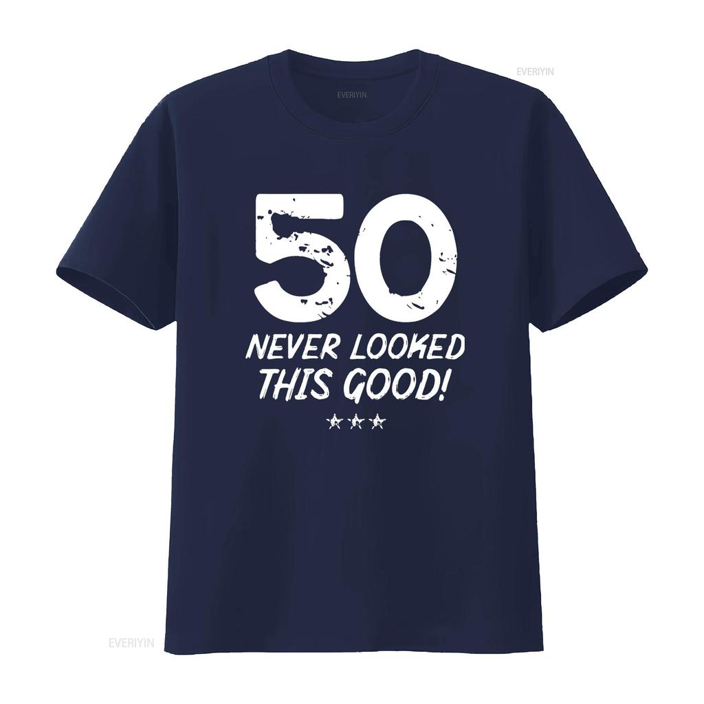 Womens 50 Year Old Never Looked So Good Birthday 50th T Shirt Black Medium vintage Washed Unisex Stylish Stretched graphic