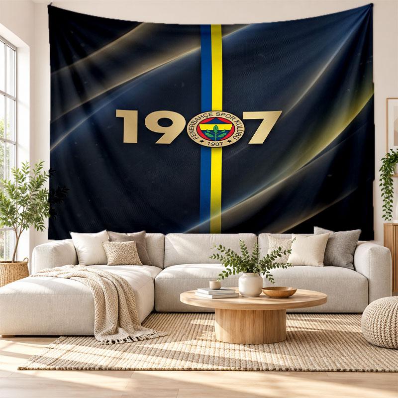 Arazzo da Parete FC Fenerbahçe, Appeso da Parete in Tessuto Morbido, Sfondo Decorativo per Camera da Letto Arte da Parete per la Casa