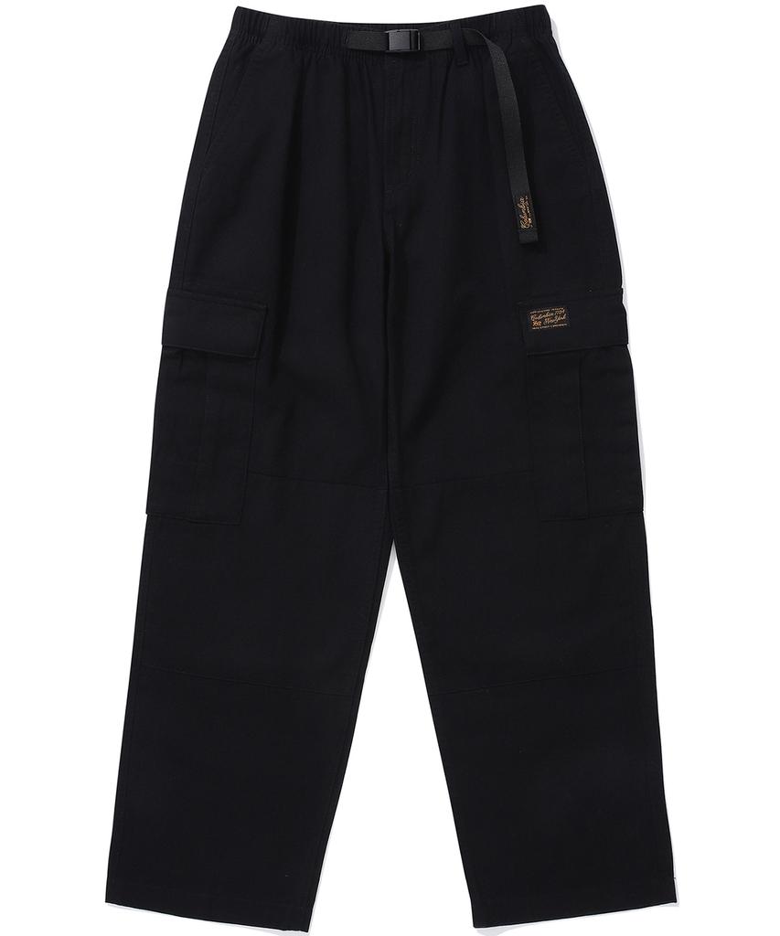 COLUMBIA UNIVERSITY Sl-Label Belted Cargo Cotton Pants Black
