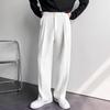 Calças de Fato Brancas Masculinas da Moda de Verão de Perna Larga - Estilo Casual Coreano