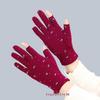 Women's Fleece Fingerless Gloves: Korean Style, Warm for Autumn & Winter, Elastic, Perfect for Driving, Cycling, and Dancing.