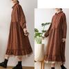 Women's Fashion Cotton Linen Long Sleeve Splicing Loose Large Size Floral Dresses