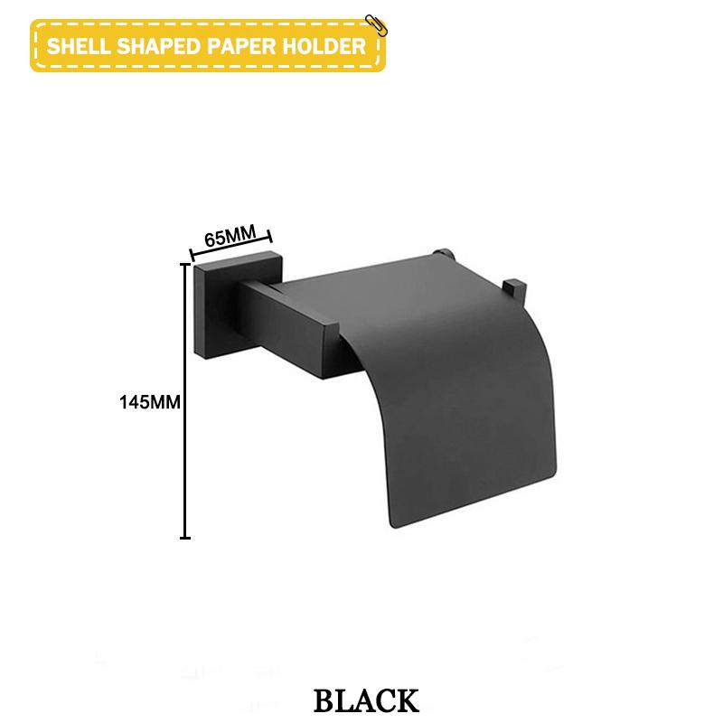 Accesorii negre pentru baie Raft pătrat din oțel inoxidabil Suport pentru prosoape Suport pentru șervețe Cârlig pentru haine Suport pentru pahare Pandantiv pentru perie de toaletă