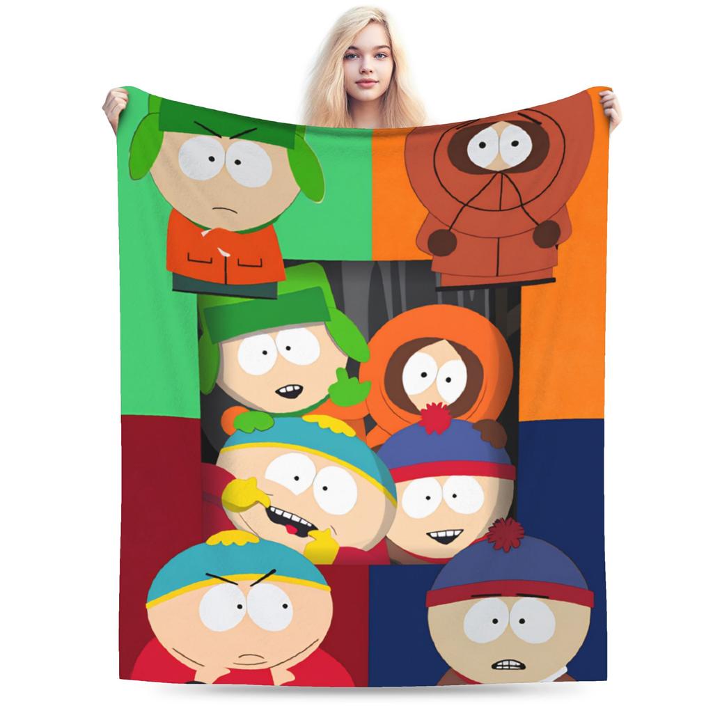 Soft Warm Blanket Southes Cartoon Parks Boy Girl Plush Throw Blanket Street Trend Couch Bed Flannel Bedspread Sofa Bed Cover