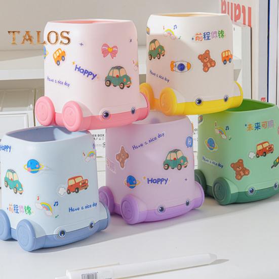 Desk Pen Holder Cartoon Vehicle Shape Pencil Holder Multi-functional Desktop Makeup Brush Organizer for Home School Office