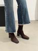 French Thick High Heel and Ankle Boots Martin Boots Women's Shoes New Autumn and Winter Short Tube Square Head Thin Elastic Boots