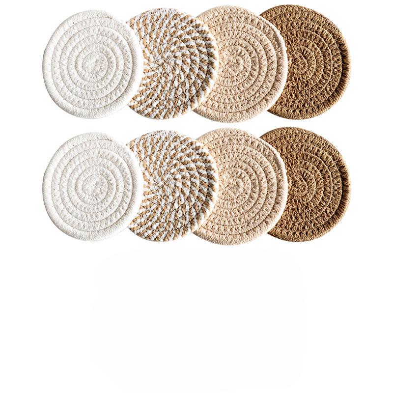 Set of 8 Absorbent Coasters, Minimalist Cotton Coasters with Non-Woven Lining for Coffee Table Home Decor Bar Gift - Brown Collection