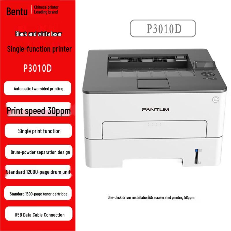 

Pantum P3010D Black and White Laser Printer with Automatic Duplex CN plug (adapter included)