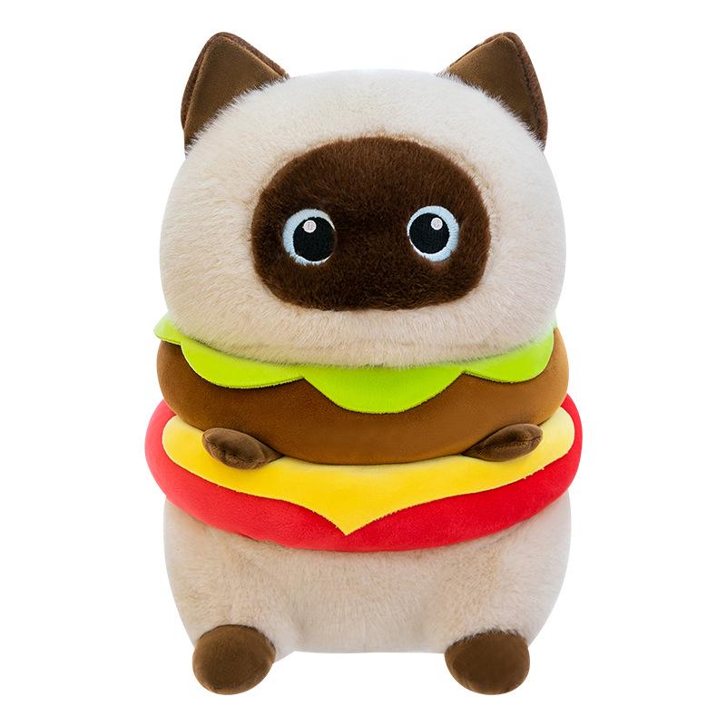 Cute Cat Plush Pillow: Siamese & Black Cat Hugging Doll