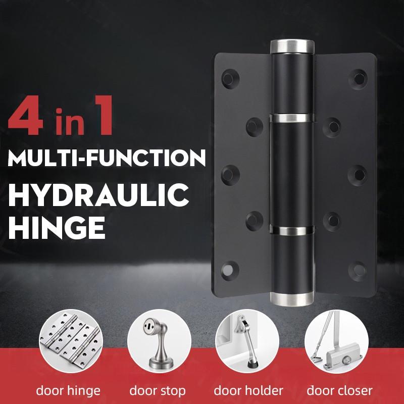 4 In 1 Automatic 90° Positioning Hydraulic Door Closer 5 Inch Multi-function Hydraulic Hinge  Adjustable Soft Closing Door Hinge