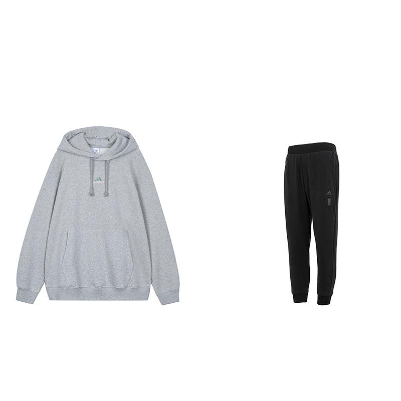 

Adidas свободная флисовая вышитая толстовка с капюшоном и длинные брюки комплект унисекс комплект свитшот IN3165+IA8187 XL