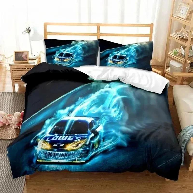 3D Print Cool Racing Car Drift Cars Bedding Set Single Twin Full Queen King Size Bed Set Adult Boys Bedroom Men Boys Gift