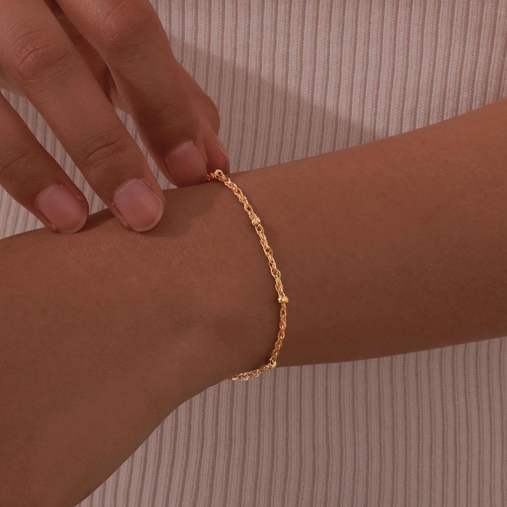 Stainless Steel Water Wave Bead Chain Bracelet for Women Gold Color Vintage Bracelets Jewelry Gifts