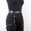 Women PU Leather Waist Garter Harness - Adjustable Multi-Strap Ring Design Belt for Punk Grunge Outfits