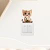 Autocollant d'interrupteur amovible Chat de dessin animé mignon Fleur Autocollant d'interrupteur Mural DIY Autocollant d'art mural pour chambre d'enfant Salon Bureau Décoration de la maison