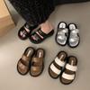 Sandals Women's Summer 2025 New One-word Thick-soled Heightened and Thin Muffin Sandals French Evening Breeze Cool Slippers Tide