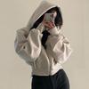 Casual Long-Sleeve Hooded Sweatshirt - Trendy, Versatile, Solid Color, Fashionable Outerwear