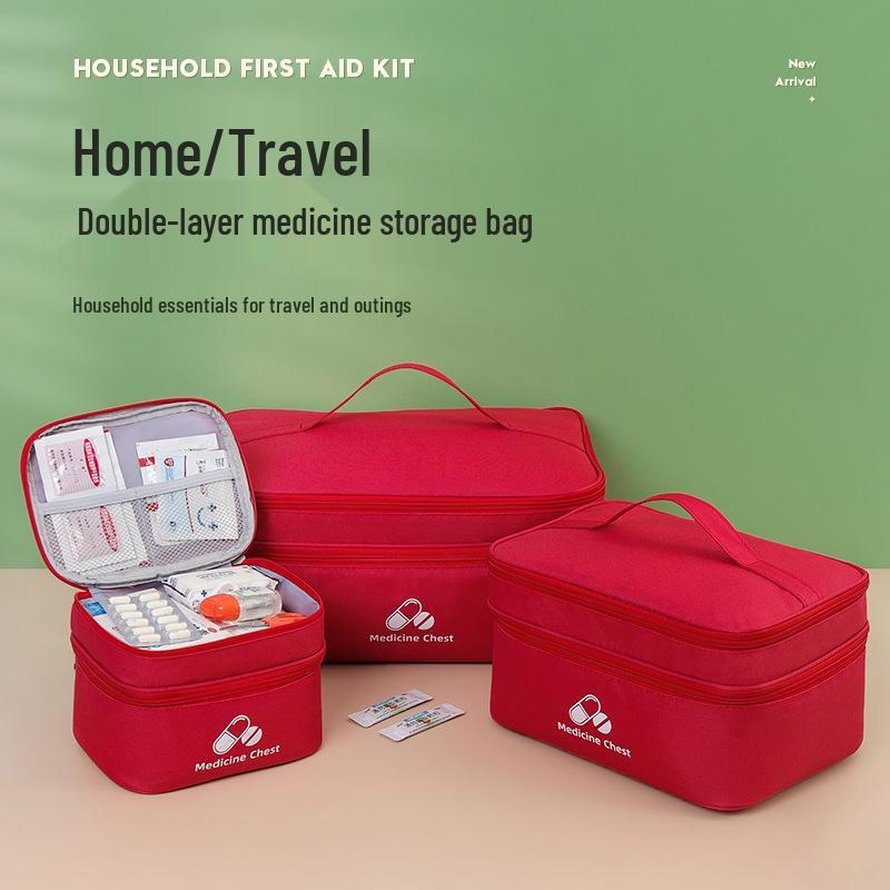 Large Capacity Travel Medicine Bag - Double Layer Portable First Aid Storage