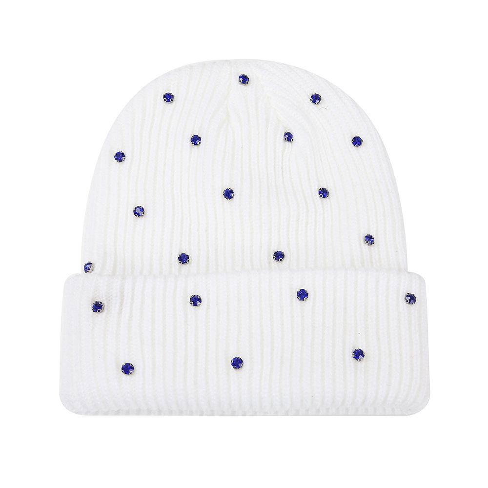 1pc Warmth Soft Knitted Beanie Hat Diamond Decoration Skull Hat Warm Unisex Winter Hat Outdoor Headwear for Activity and Casual