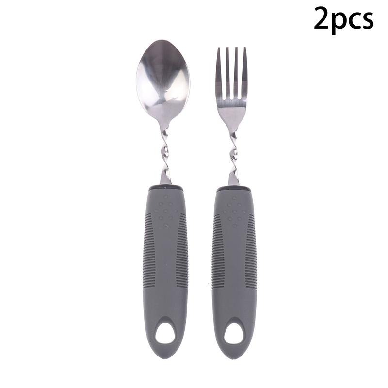 

2/3Pcs Stainless Steel Bendable Adaptive Cutlery Textured Handle Utensils Disabled Fork Spoon Parkinson Adaptive Elderly Adults