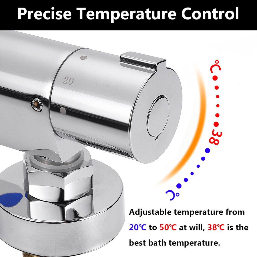 Hot/Cold Mounted Brass Chrome Thermostatic Shower Faucet Bathroom Wall Mixer Value Dual Handle Bathtub Shower Faucet