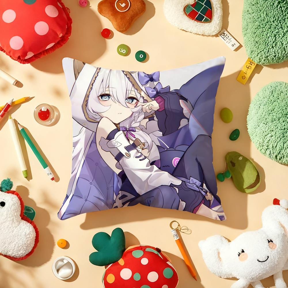 Anime Game HHonkai Impact Cushion Cover Plush Fabric Soft DoubleSided Printed Sofa Warm Winter Home Gift Pillow Cover